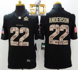 Nike Denver Broncos #22 C.J. Anderson Black Super Bowl 50 Men\'s Stitched NFL Limited Salute to Service Jersey