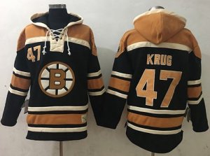 Boston Bruins #47 Torey Krug Black Sawyer Hooded Sweatshirt Stitched NHL Jersey