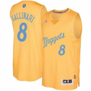 Mens Adidas Denver Nuggets #8 Danilo Gallinari Authentic Gold 2016-2017 Christmas Day NBA Jersey