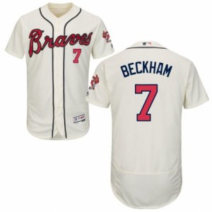 Men\'s Majestic Atlanta Braves #7 Gordon Beckham Cream Flexbase Authentic Collection MLB Jersey