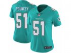 Women Nike Miami Dolphins #51 Mike Pouncey Vapor Untouchable Limited Aqua Green Team Color NFL Jersey