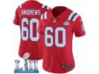 Women Nike New England Patriots #60 David Andrews Red Alternate Vapor Untouchable Limited Player Super Bowl LII NFL Jersey