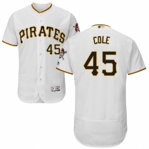 Men\'s Majestic Pittsburgh Pirates #45 Gerrit Cole White Flexbase Authentic Collection MLB Jersey