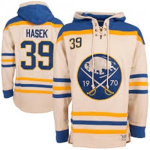 Sabres #39 Dominik Hasek Cream All Stitched Hooded Sweatshirt