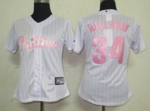 MLB Women Jerseys Philadephia Phillis #34 Halladay white[Pink st