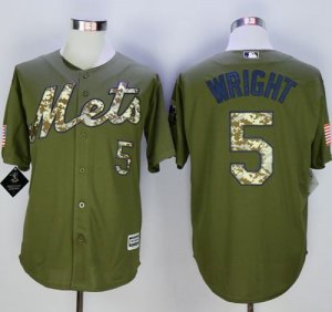 MLB Men New York Mets #5 David Wright Green Camo New Cool Base Stitched Jersey