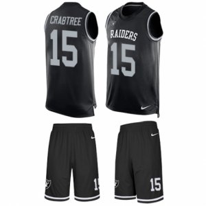 Mens Nike Oakland Raiders #15 Michael Crabtree Limited Black Tank Top Suit NFL Jersey