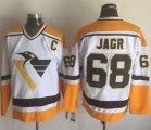 Pittsburgh Penguins #68 Jaromir Jagr White Yellow CCM Throwback Stitched NHL Jersey