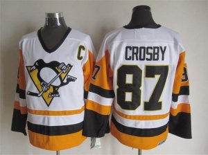 NHL Pittsburgh Penguins #87 Sidney Crosby Throwback white-yellow jerseys