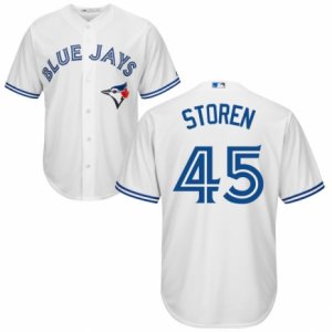 Mens Majestic Toronto Blue Jays #45 Drew Storen Replica White Home MLB Jersey