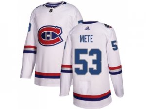 Men Adidas Montreal Canadiens #53 Victor Mete White Authentic 2017 100 Classic Stitched NHL Jersey