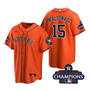 Astros #15 Martin Maldonado Orange 2022 World Series Champions Cool Base Jersey