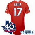 mlb Texas Rangers #17 Cruz red(40th Anniversary)