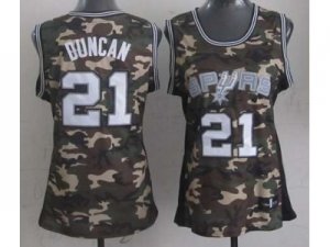 women nba san antonio spurs #21 tim duncan camo