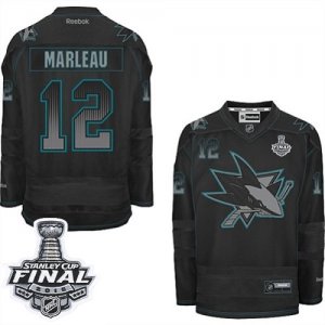 Mens Reebok San Jose Sharks #12 Patrick Marleau Premier Black Accelerator 2016 Stanley Cup Final Bound NHL Jersey