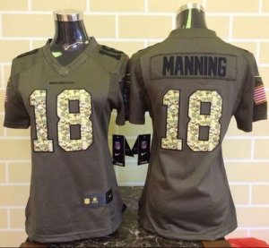 Women Nike Denver Broncos #18 Peyton Manning Green Salute to Service Jerseys