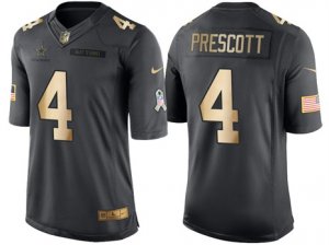 Nike Dallas Cowboys #4 Dak Prescott Anthracite 2016 Christmas Day Gold Mens NFL Limited Salute to Service Jersey