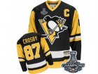 Mens CCM Pittsburgh Penguins #87 Sidney Crosby Authentic Black Throwback 2017 Stanley Cup Champions NHL Jersey
