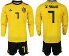 Belgium 7 DE BRUYNE Away 2018 FIFA World Cup Long Sleeve Soccer Jer