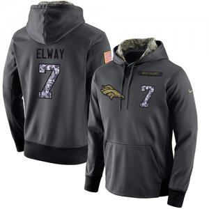 NFL Mens Nike Denver Broncos #7 John Elway Stitched Black Anthracite Salute to Service Player Performance Hoodie