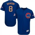 Chicago Cubs #8 Andre Dawson Blue World Series Champions Gold Program Flexbase Jersey