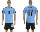 Uruguay #17 Arevalo Home Soccer Country Jersey