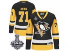 Womens Reebok Pittsburgh Penguins #71 Evgeni Malkin Premier Black Gold Third 2017 Stanley Cup Final NHL Jersey