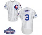 Mens Majestic Chicago Cubs #3 David Ross White Home 2016 World Series Champions Flexbase Authentic Collection MLB Jersey