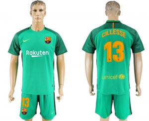 2017-18 Barcelona 13 CILLESSE Green Goalkeeper Soccer Jersey