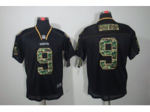 Nike New Orleans Saints #9 Drew Brees Lights Out Black Jerseys(Camo Number Elite)