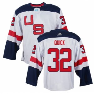 Youth Adidas Team USA #32 Jonathan Quick Premier White Home 2016 World Cup Ice Hockey Jersey