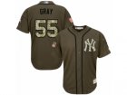 Youth Majestic New York Yankees #55 Sonny Gray Replica Green Salute to Service MLB Jersey