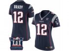 Womens Nike New England Patriots #12 Tom Brady Navy Blue Team Color Super Bowl LI Champions NFL Jersey