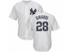 Mens Majestic New York Yankees #28 Joe Girardi Authentic White Team Logo Fashion MLB Jersey