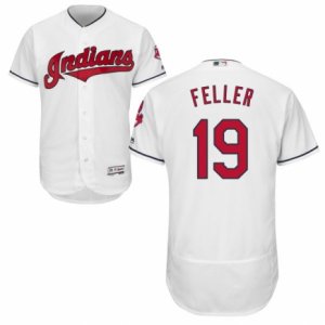 Men\'s Majestic Cleveland Indians #19 Bob Feller White Flexbase Authentic Collection MLB Jersey