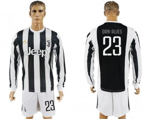 2017-18 Juventus 23 DANI ALVES Home Long Sleeve Soccer Jersey