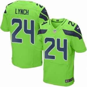 Nike Seattle Seahawks #24 Marshawn Lynch Green Mens Stitched NFL Elite Rush Jersey