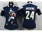 Nike Women San Diego Charger #24 Mathews Blue Portrait Fashion Game Jerseys