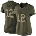 Women Nike Indianapolis Colts #12 Andrew Luck Green Salute to Service Jerseys