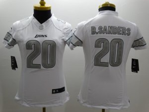 Nike Women Detroit Lions #20 sanders Platinum White Jerseys