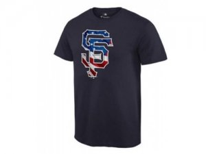 Mens San Francisco Giants USA Flag Fashion T-Shirt Navy Blue