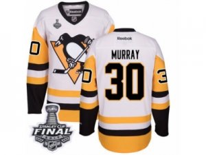 Mens Reebok Pittsburgh Penguins #30 Matt Murray Authentic White Away 2017 Stanley Cup Final NHL Jersey