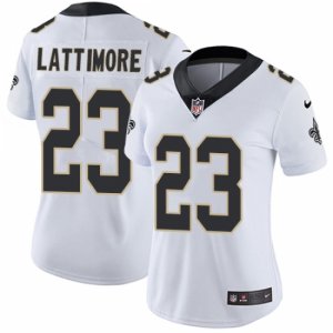 Womens Nike New Orleans Saints #23 Marshon Lattimore White Vapor Untouchable Elite Player NFL Jersey
