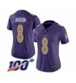 Women Nike Baltimore Ravens #8 Lamar Jackson Limited Purple Rush Vapor Untouchable 100th Season NFL Jersey