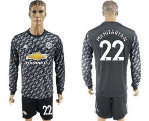 2017-18 Manchester United 22 MKHITARYAN Away Long Sleeve Soccer Jersey