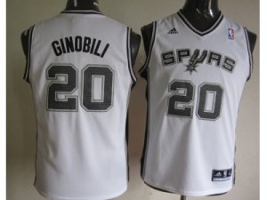 Youth nba san antonio spurs #20 ginobili white[revolution 30 swingman]