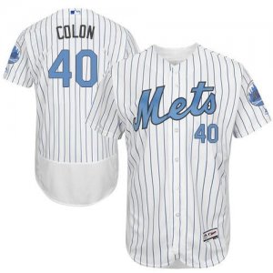 New York Mets #40 Bartolo Colon White(Blue Strip) Flexbase Authentic Collection 2016 Fathers Day Stitched Baseball Jersey