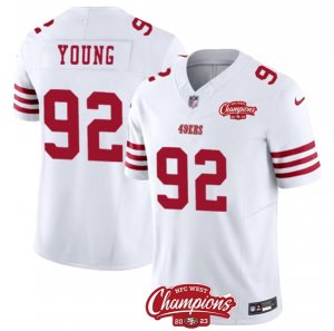 Men\'s San Francisco 49ers #92 Chase Young White 2023 F.U.S.E. NFC West Champions Football Stitched Jersey