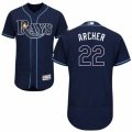 Mens Majestic Tampa Bay Rays #22 Chris Archer Navy Blue Flexbase Authentic Collection MLB Jersey