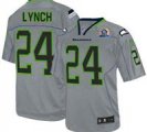 Nike Seahawks #24 Marshawn Lynch Lights Out Grey With Hall of Fame 50th Patch NFL Elite Jersey